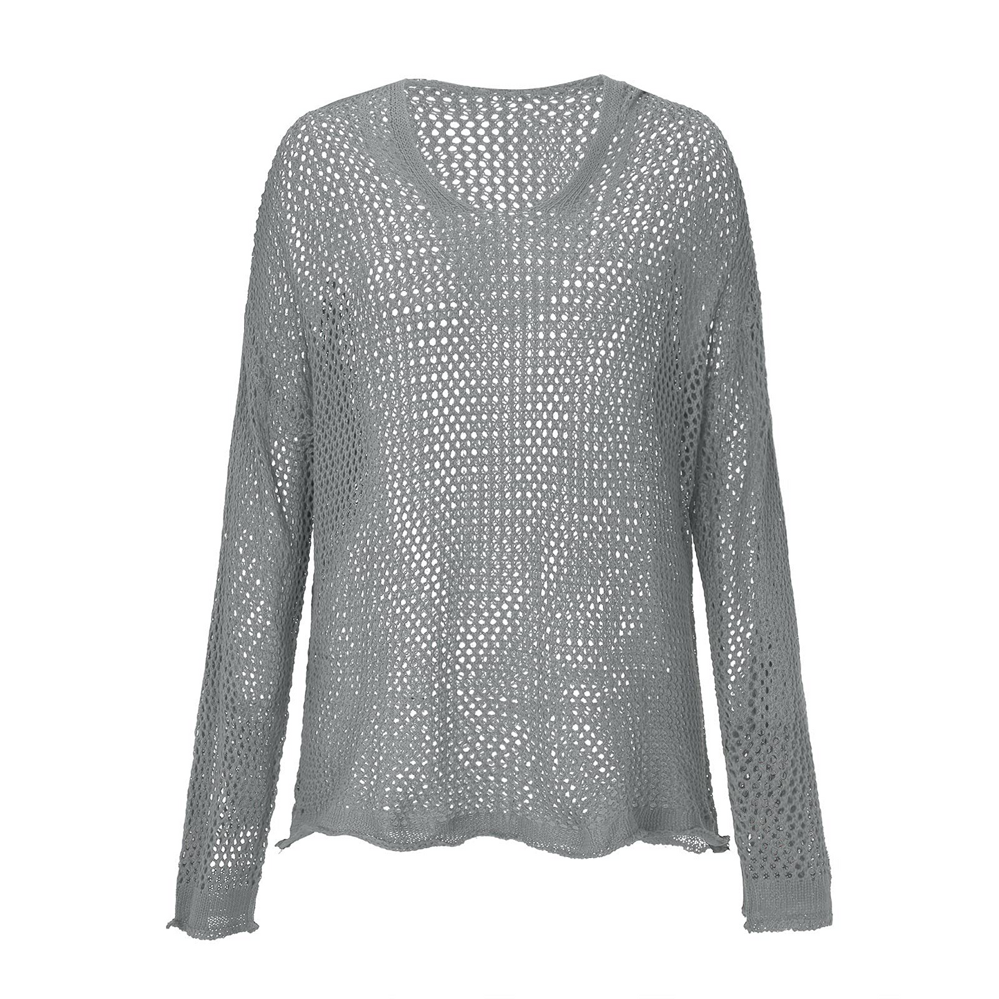 Knitted Hooded Lightweight Loose-Fit Sun-Protective Sweater