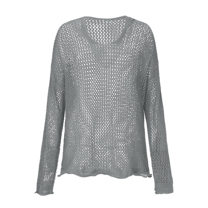 Knitted Hooded Lightweight Loose-Fit Sun-Protective Sweater