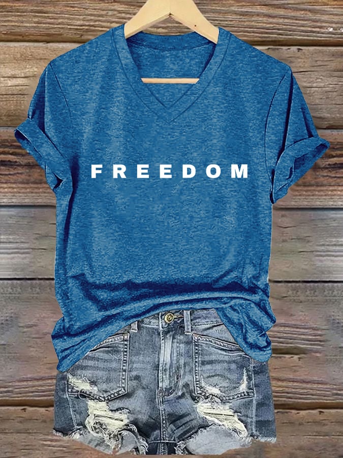 🕊️ Freedom Print V Neck T-shirt