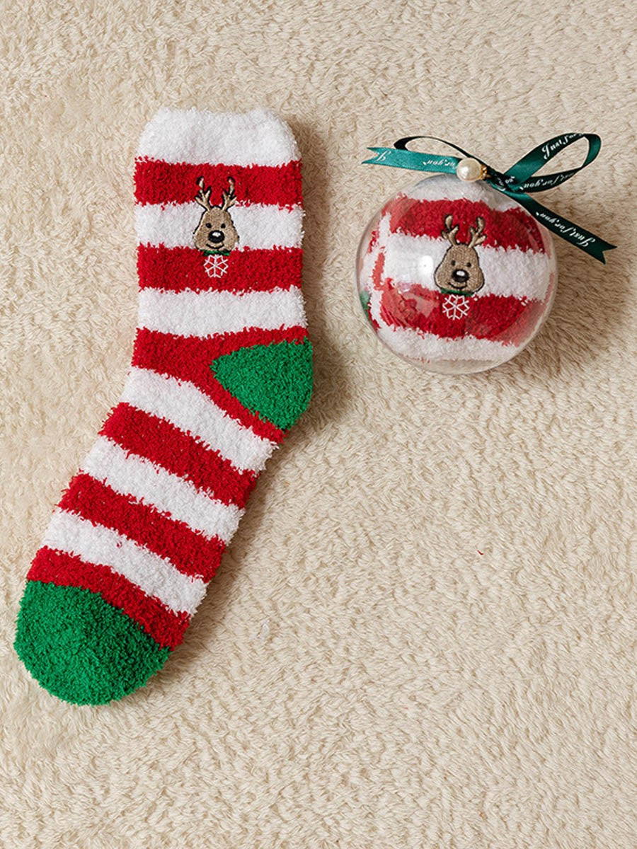 Christmas Ball Coral Fleece Socks Gift Box Christmas Gift Thickened Cartoon Sleep Socks
