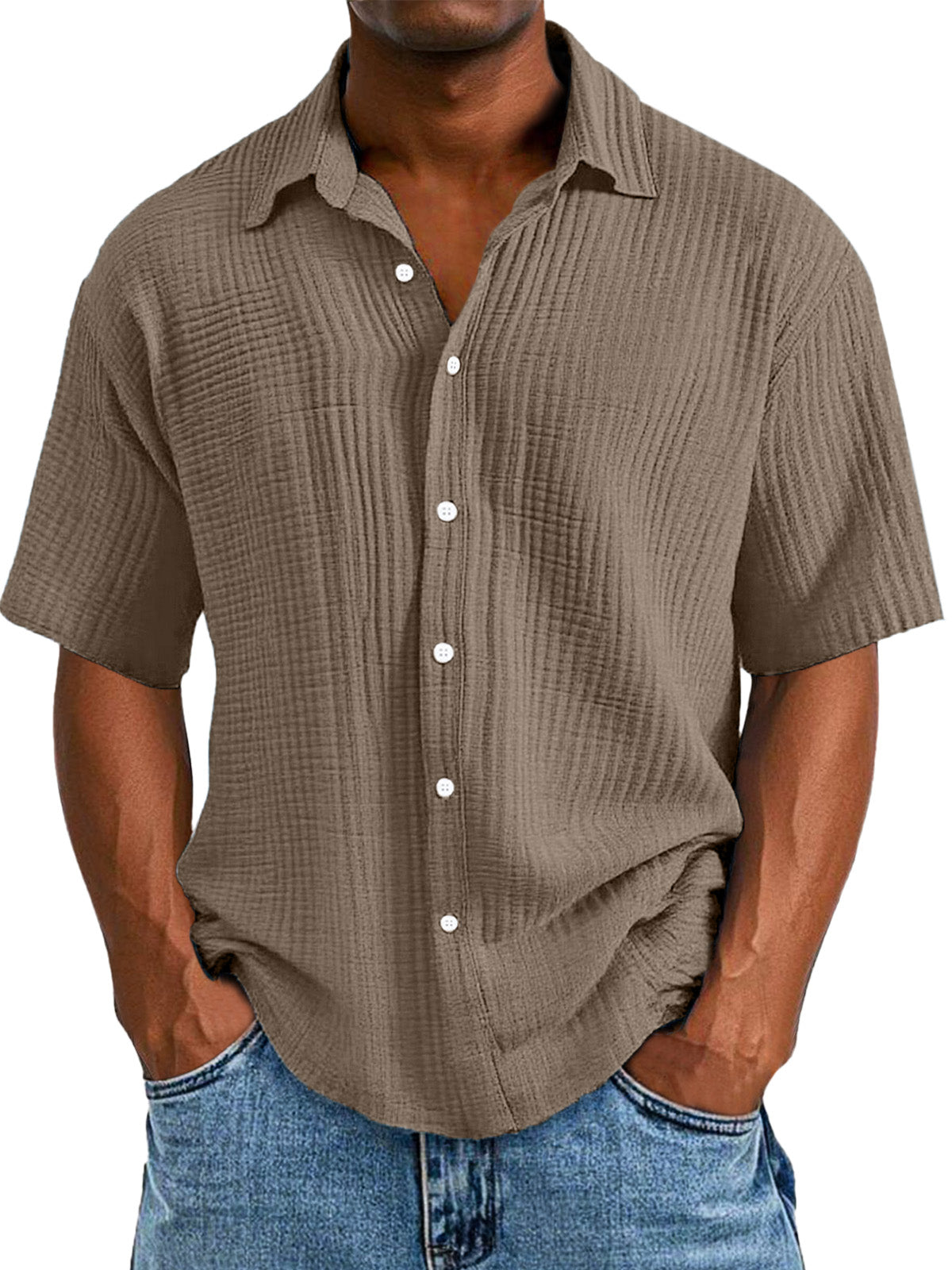 🌈Men's Casual Loose And Comfortable Textured Short-sleeved Shirt