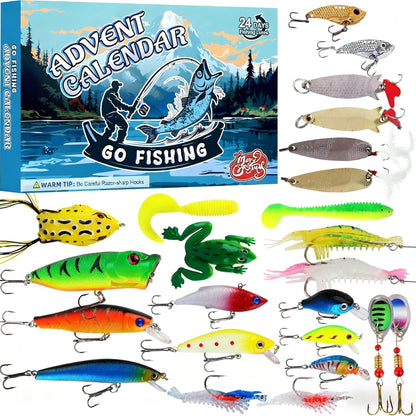 24 Days Countdown Fishing Lure Tackle Set Fishing Advent Calendar