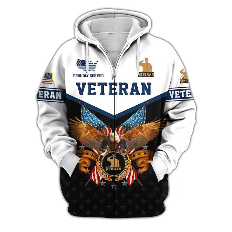 Premium US Veterans Zip Hoodie, Gifts For US Veterans, Veterans Day.
