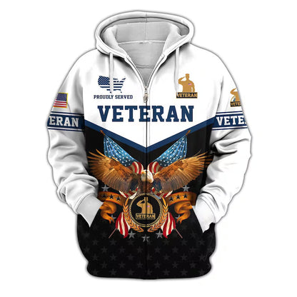 Premium US Veterans Zip Hoodie, Gifts For US Veterans, Veterans Day.