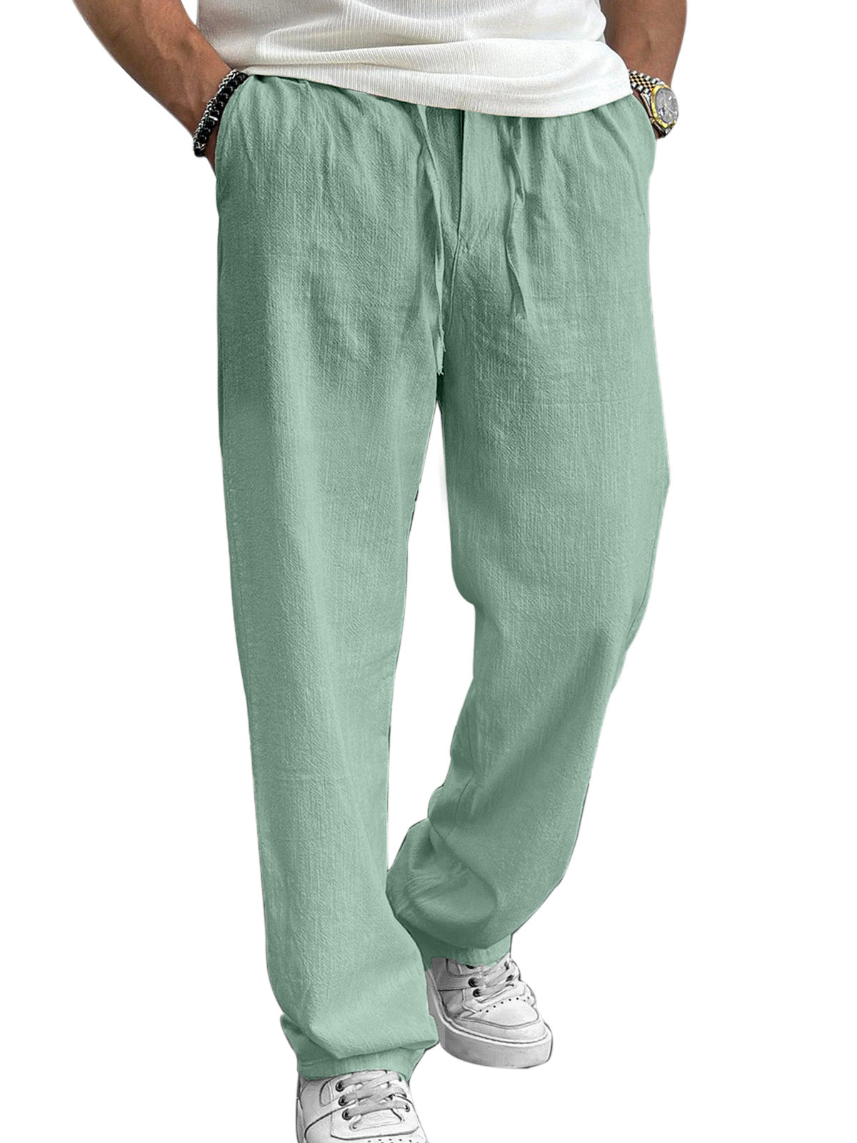 Men's Casual And Comfortable Hawaiian Solid Color Loose Trousers