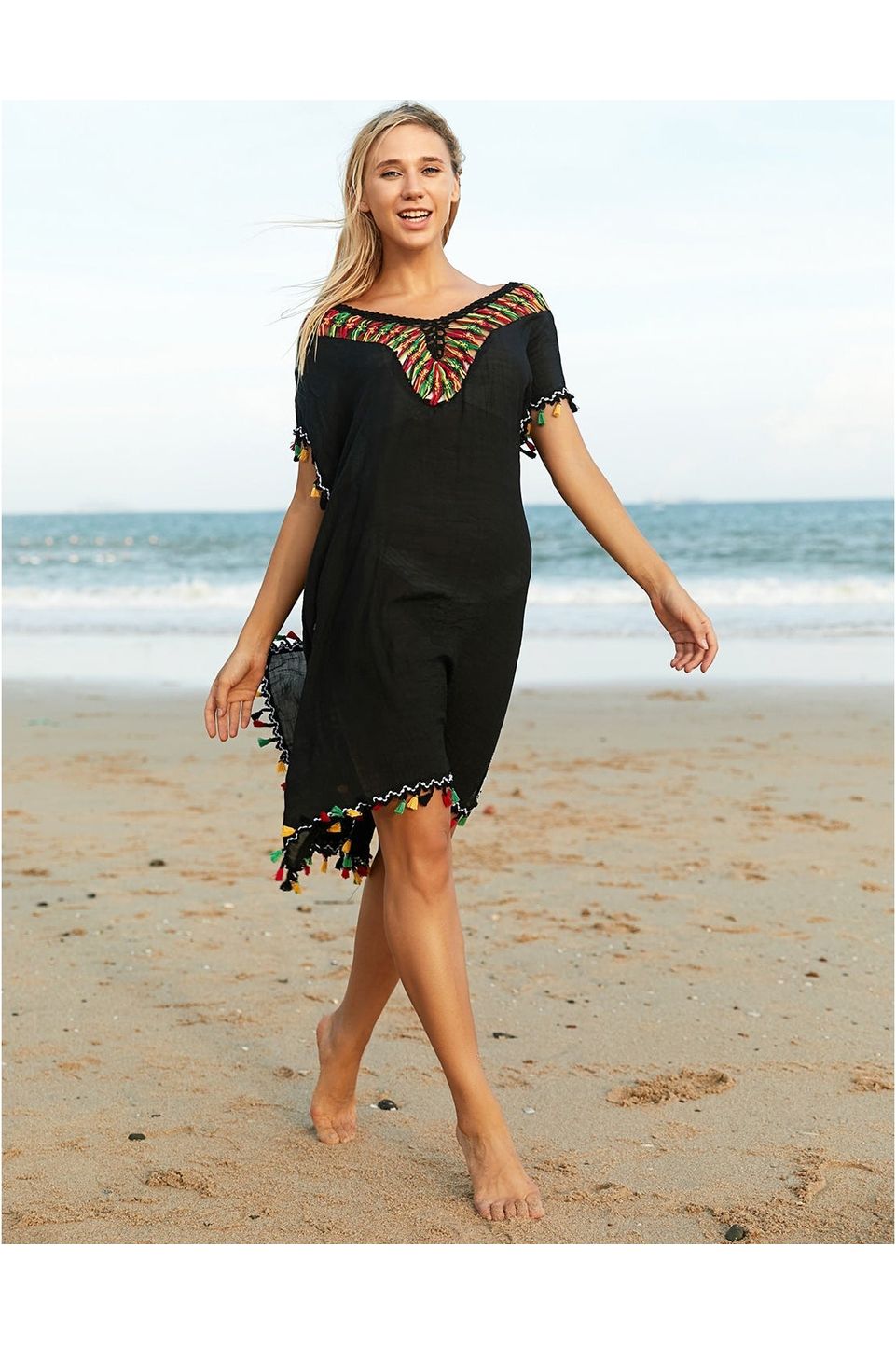 V-Neck Short Sleeve Cover Up
