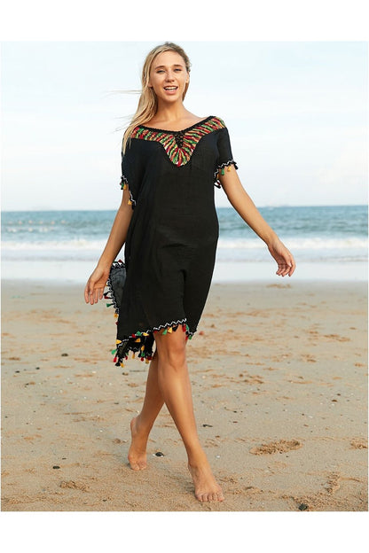 V-Neck Short Sleeve Cover Up