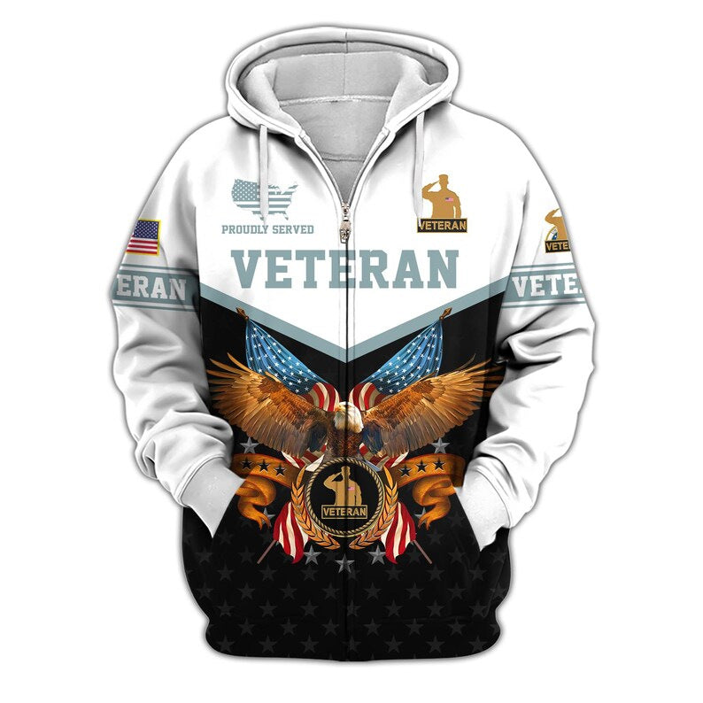 Premium US Veterans Zip Hoodie, Gifts For US Veterans, Veterans Day.