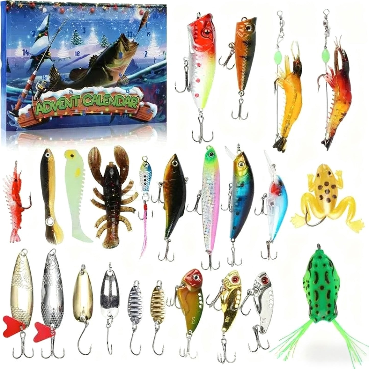 24 Days Countdown Fishing Lure Tackle Set Fishing Advent Calendar