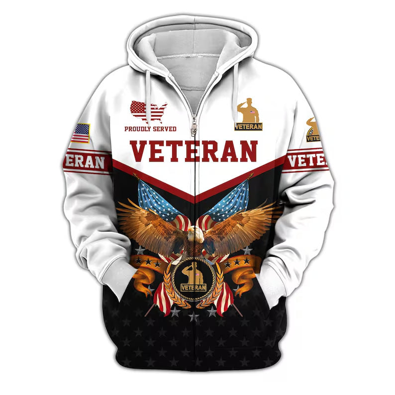Premium US Veterans Zip Hoodie, Gifts For US Veterans, Veterans Day.