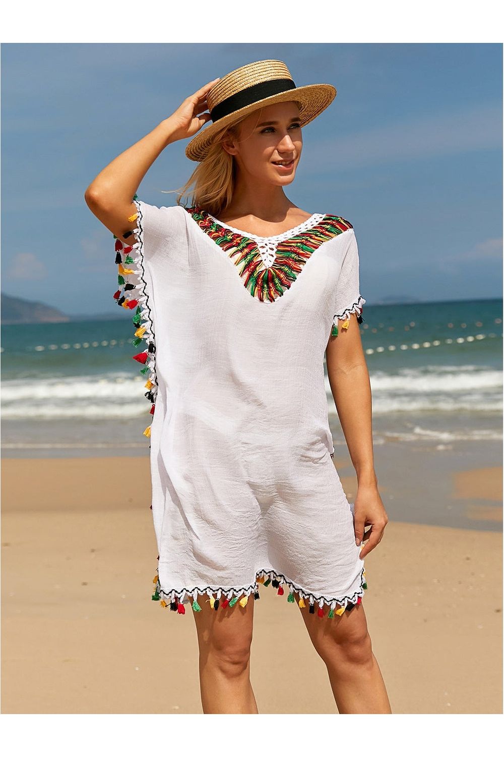 V-Neck Short Sleeve Cover Up