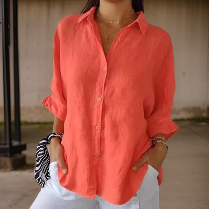ELEGANT LINEN POLO BLOUSE