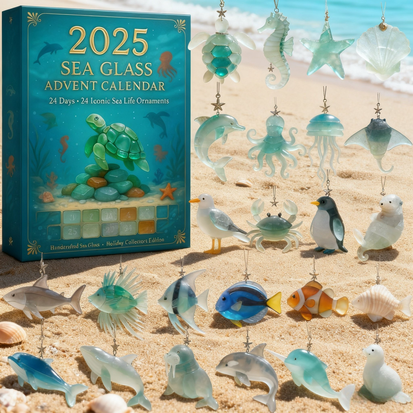🔥Limited Edition, Only 100 Sets Left! - 🌊2025 Sea Glass Advent Calendar · Ocean Treasures(🌊 10% of proceeds support U.S. marine life protection.)