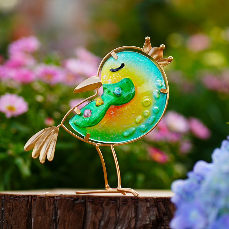 Funny Metal & Glass Bird Decor