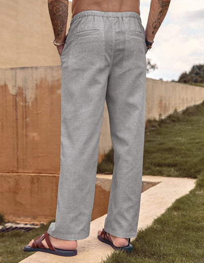 Linen Style Elastic Waist Yoga Pants