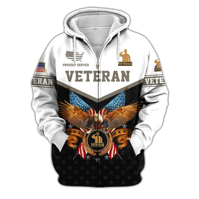 Premium US Veterans Zip Hoodie, Gifts For US Veterans, Veterans Day.