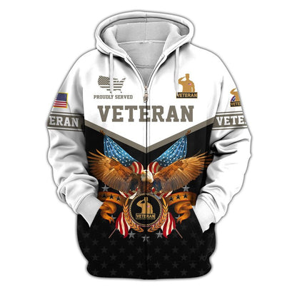 Premium US Veterans Zip Hoodie, Gifts For US Veterans, Veterans Day.