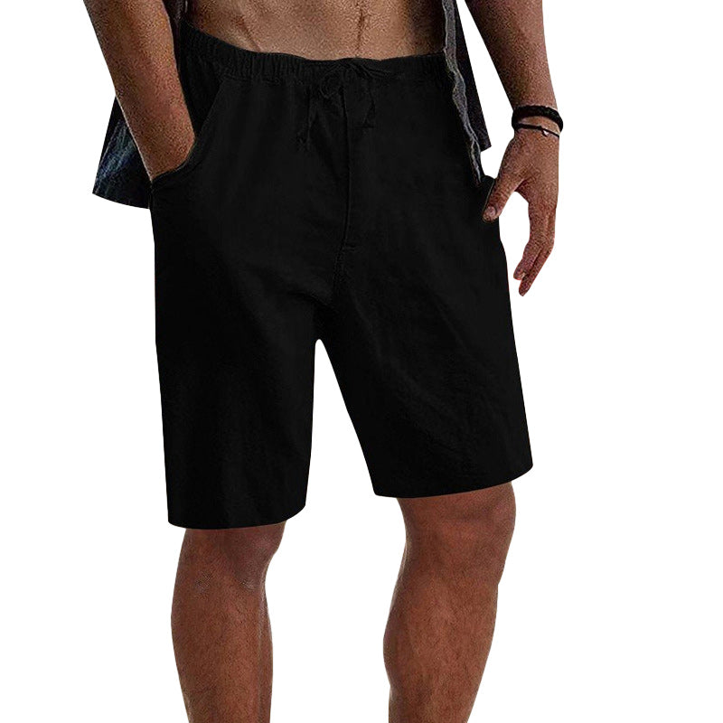 Men's Solid Color Cotton Linen Shorts Loose Outdoor Casual Pants