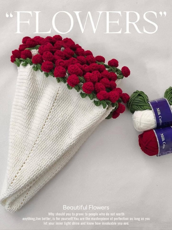 💝Thoughtful gift 50% OFF - Handmade Yarn DIY Bouquet & Blanket Material Kit