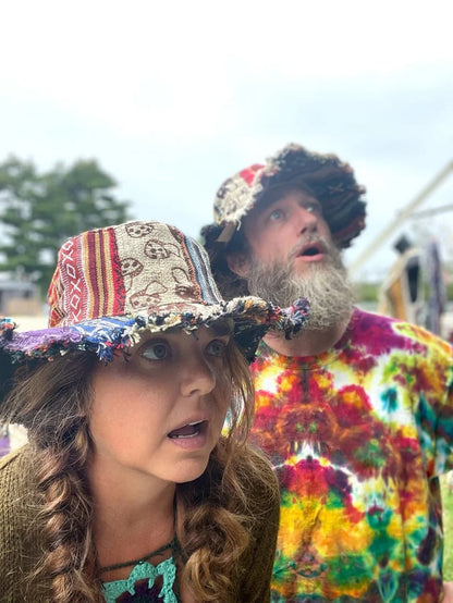 🔥Last Day 49% OFF -🎩Patchwork multicolored mushroom Hemp Hat with hidden pocket fedorahats