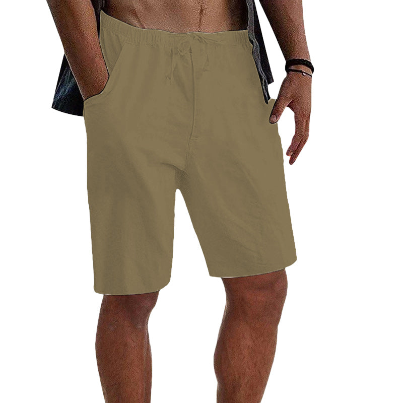 Men's Solid Color Cotton Linen Shorts Loose Outdoor Casual Pants