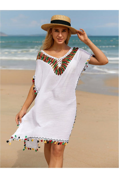 V-Neck Short Sleeve Cover Up
