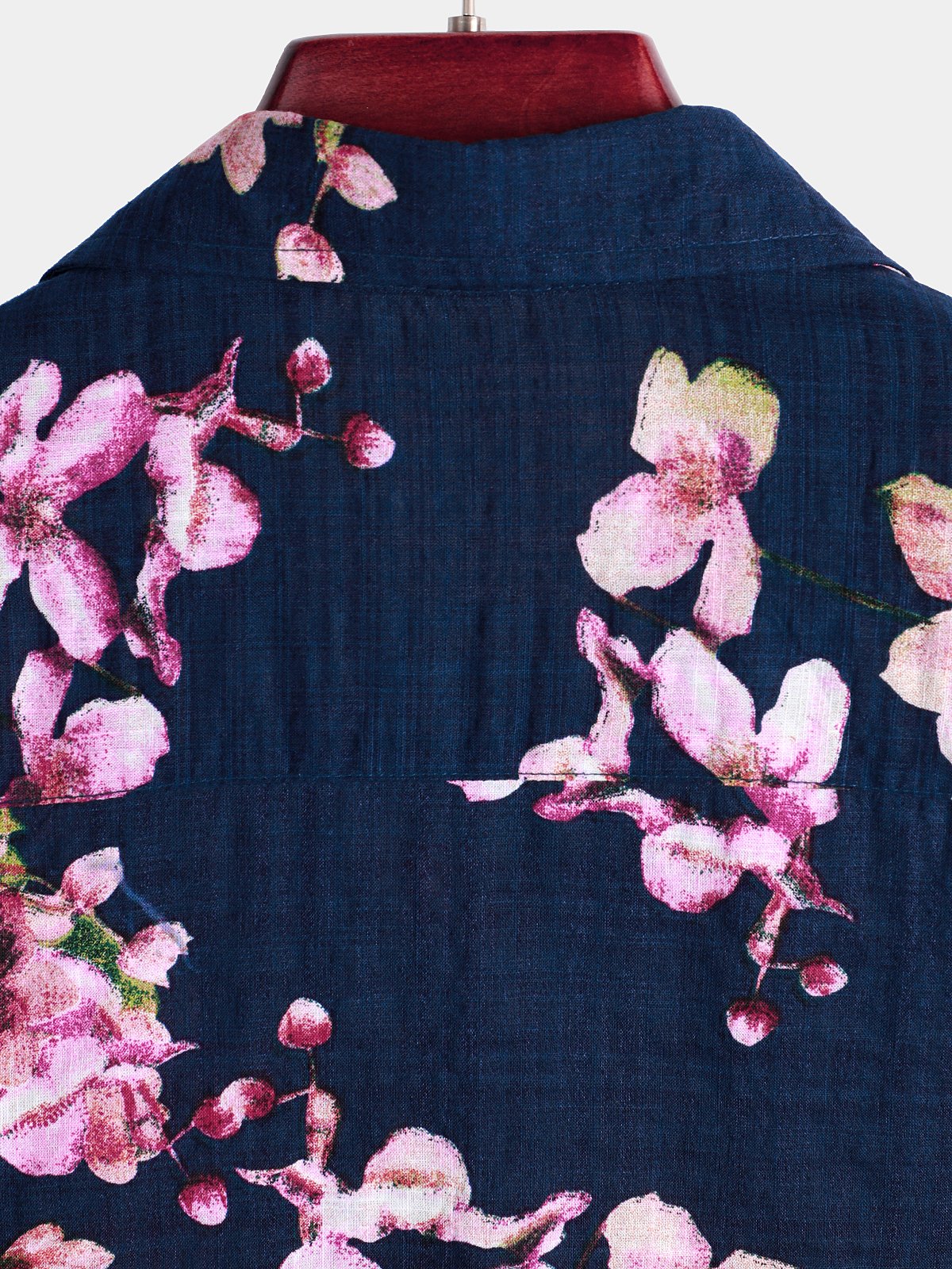 Men's Flower Print Cotton Floral Hawaiian Button Up Short Sleeve Shirt