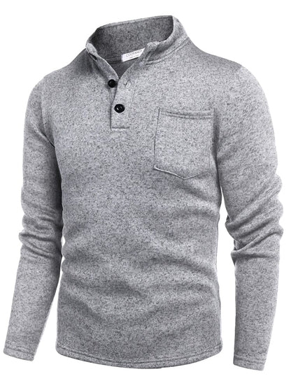 Thermal Fleece Henley Sweatshirt