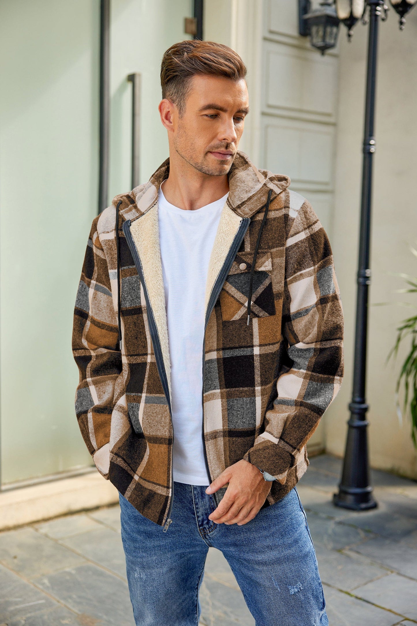 Comfy Plaid Flannel Lined Jacket