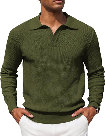 Casual Stretch Polo Sweater Shirt