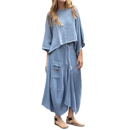 women's casual solid color loose skirt two-piece suit