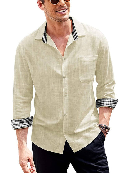 Long-Sleeve Cotton Linen Shirt