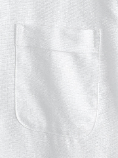 Men's Solid Color Stand Collar Half Button Pocket Front Shirt