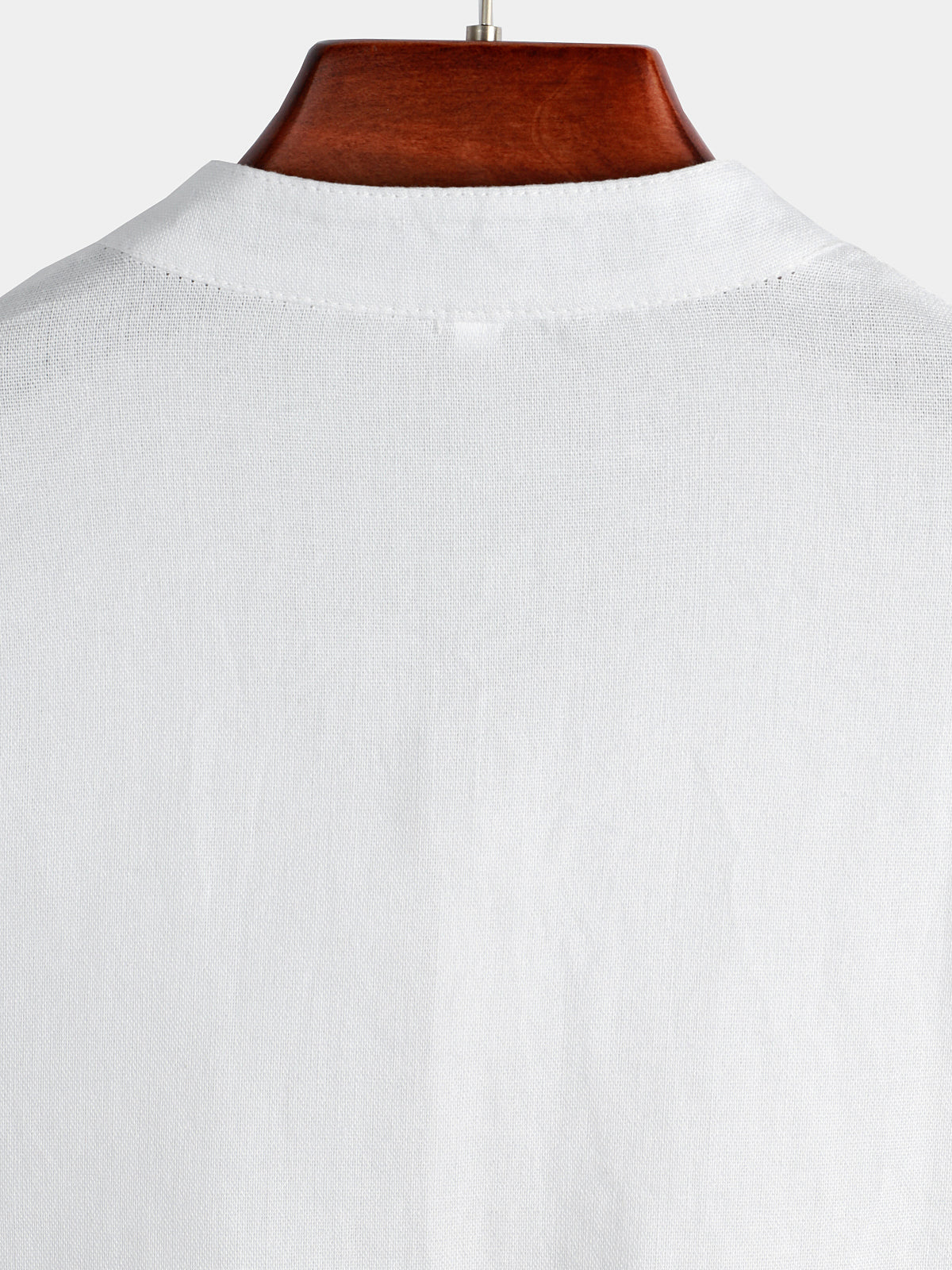 Men's Solid Color Stand Collar Half Button Pocket Front Shirt