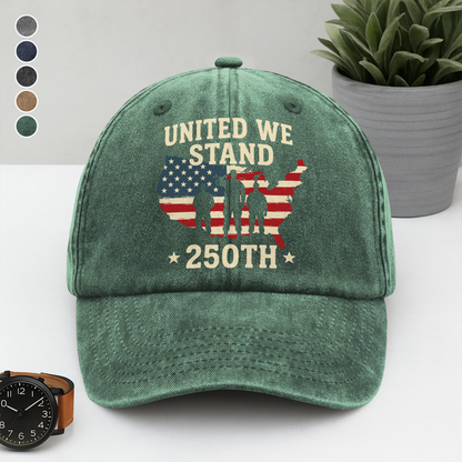United We Stand 250th Anniversary USA Veteran Washed Denim Baseball Cap
