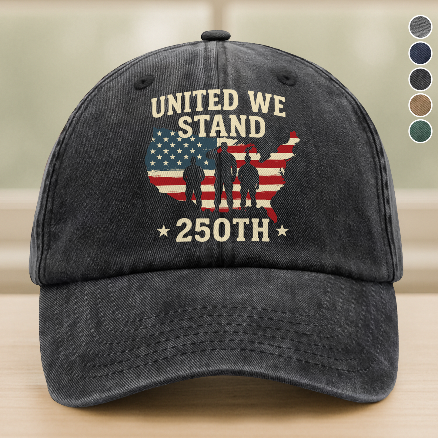 United We Stand 250th Anniversary USA Veteran Washed Denim Baseball Cap