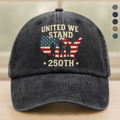 United We Stand 250th Anniversary USA Veteran Washed Denim Baseball Cap
