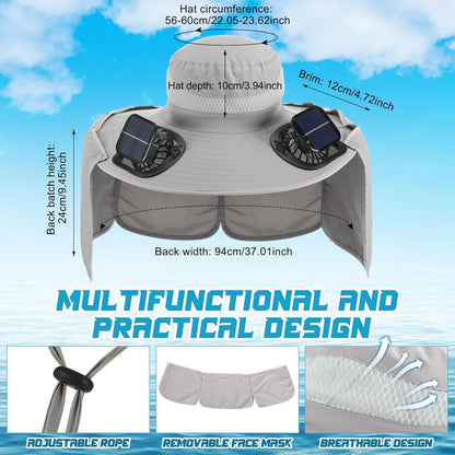 Wide Brim Sun Hat with 2 Fan
