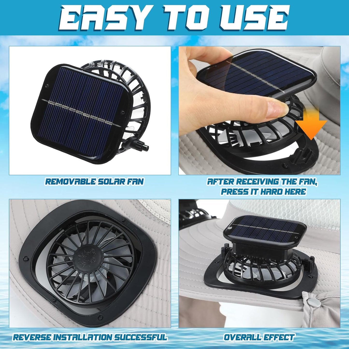 Wide Brim Sun Hat with 2 Fan