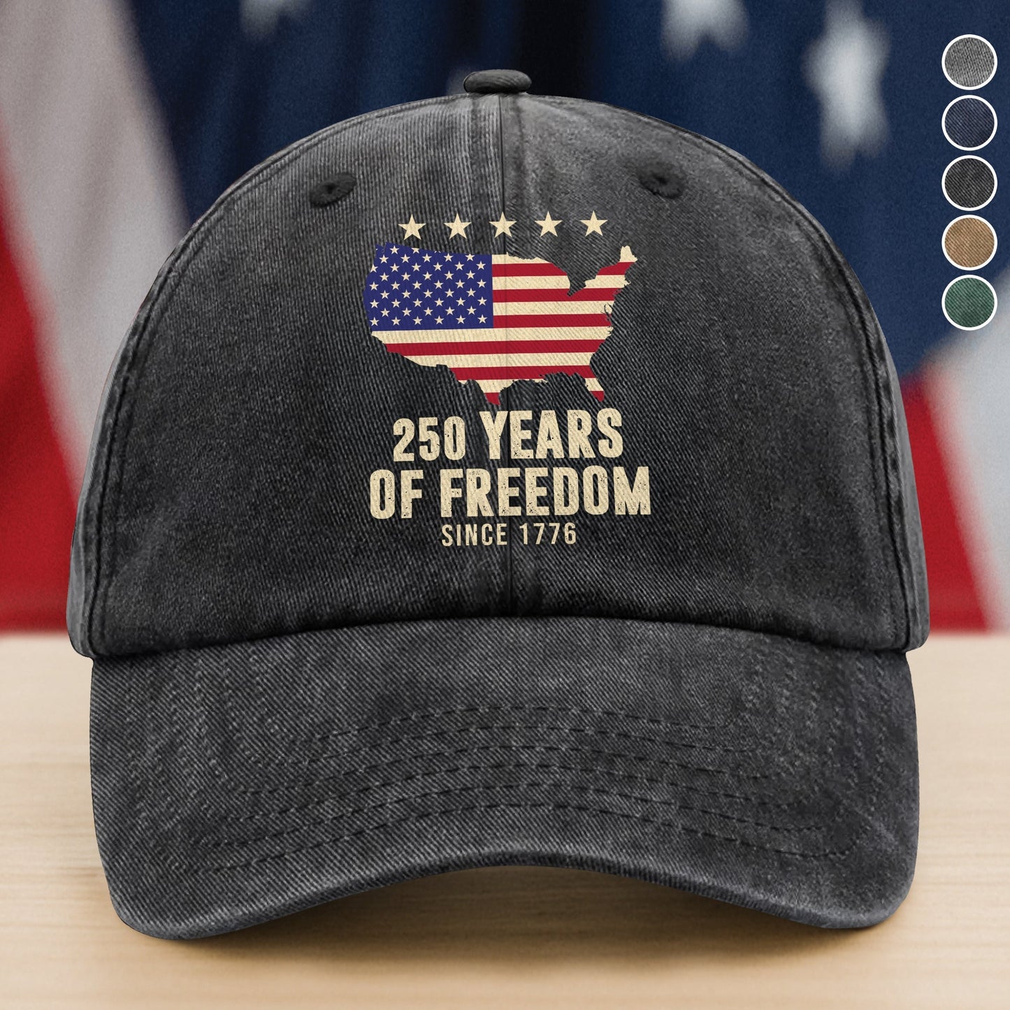 America 250th Anniversary 1776 2026 America 250 Years of Freedom Washed Denim Baseball Cap