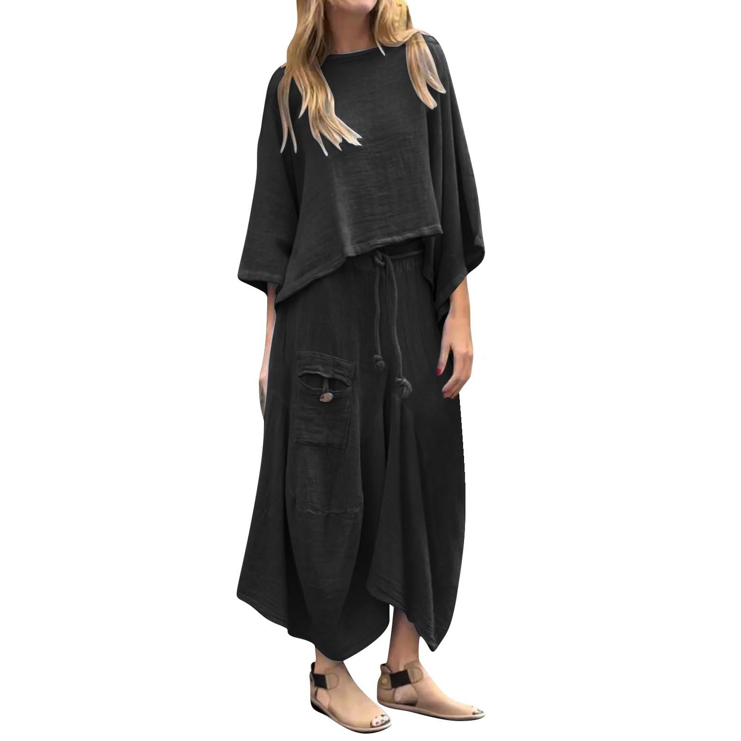 women's casual solid color loose skirt two-piece suit