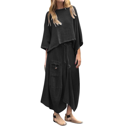 women's casual solid color loose skirt two-piece suit