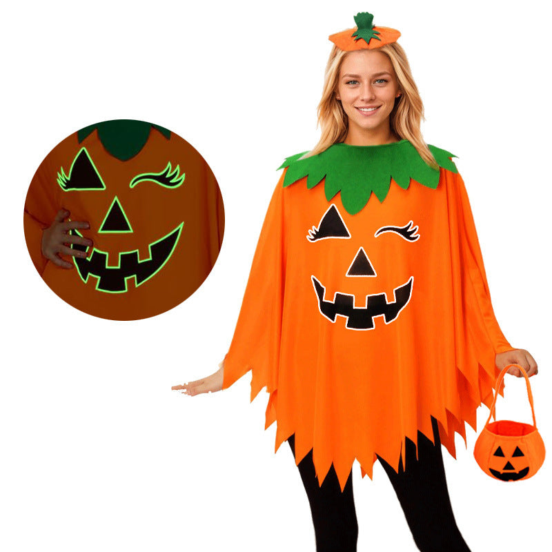 🎃Halloween glowing pumpkin cape and pumpkin bag