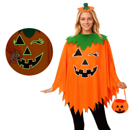 🎃Halloween glowing pumpkin cape and pumpkin bag