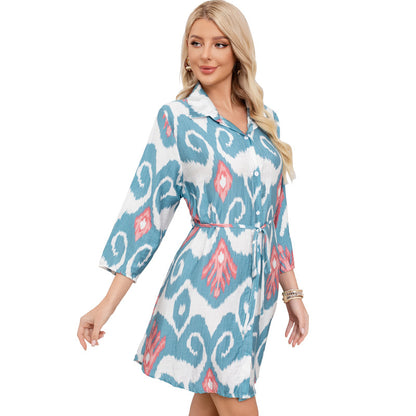 2025 new beach sun-protective cardigan printed cinched-waist bikini swimsuit jacket