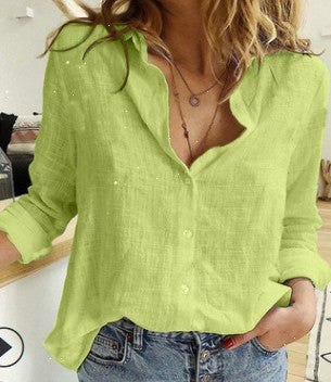 Womens V Neck Roll up Sleeve Button Down Blouses Tops