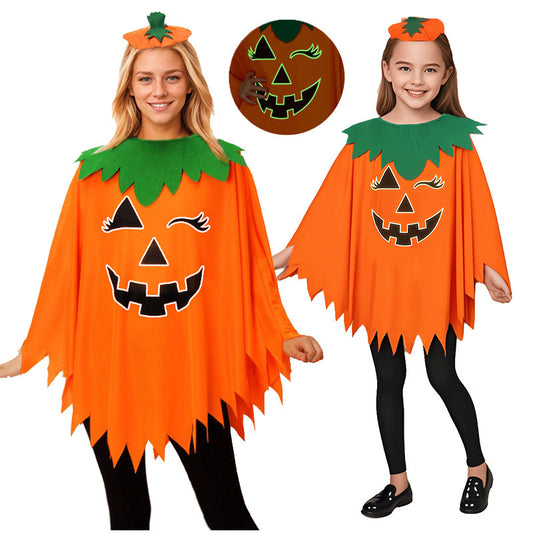 🎃Halloween glowing pumpkin cape and pumpkin bag