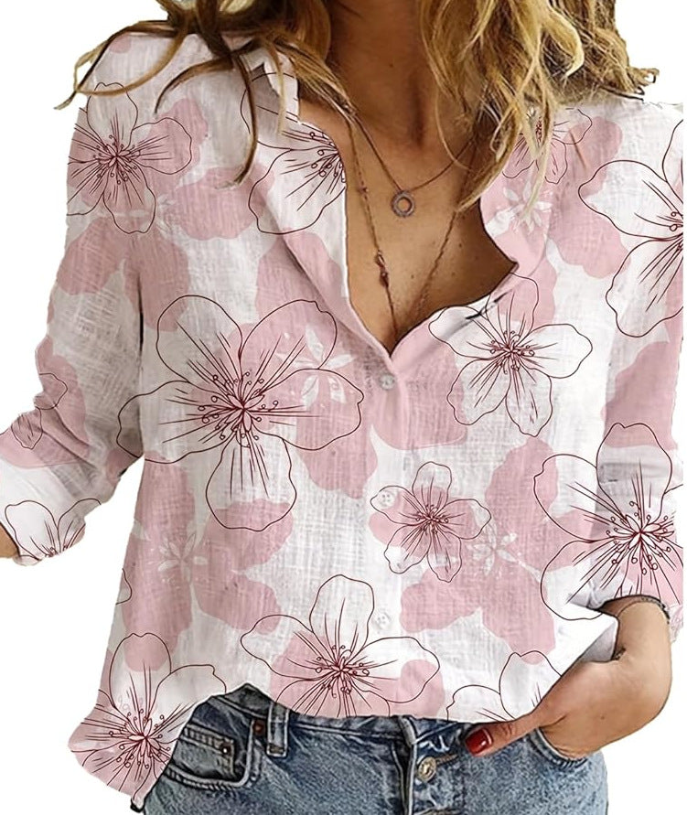 Womens V Neck Roll up Sleeve Button Down Blouses Tops