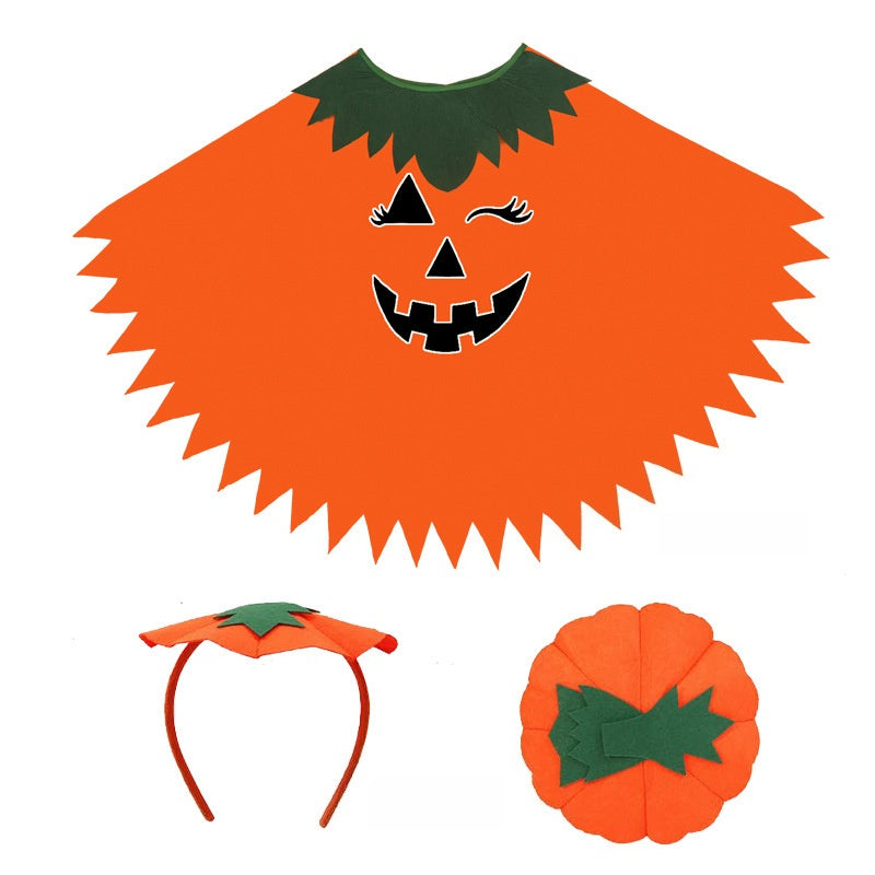 🎃Halloween glowing pumpkin cape and pumpkin bag