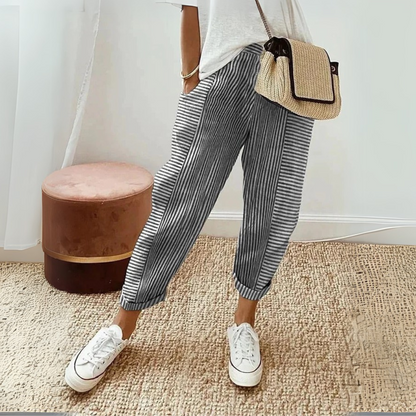 Classic Striped Cotton Trousers